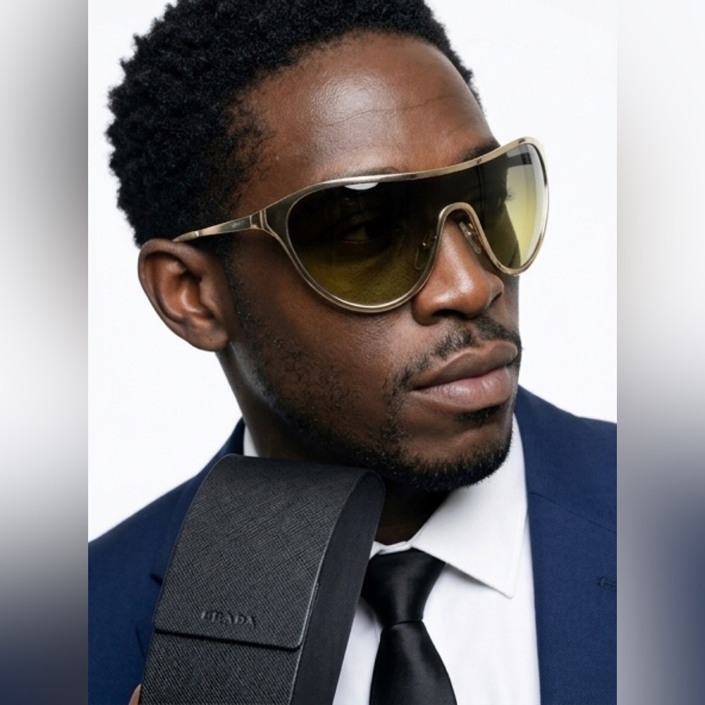 🆕 Prada Gold shield unisex Sunglasses made in Italy